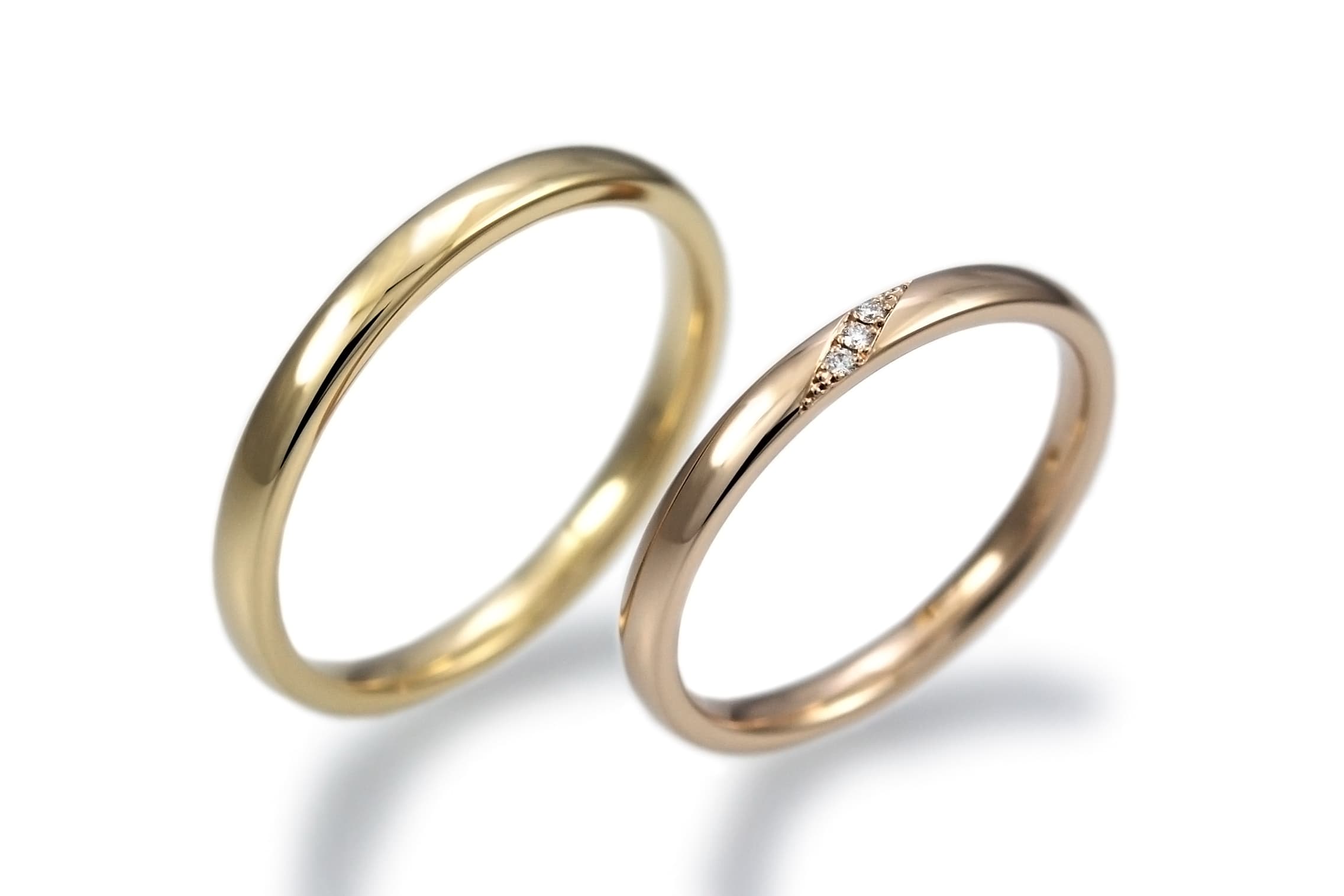 (左)K18ｲｴﾛｰｺﾞｰﾙﾄﾞ/ (右)K18ﾋﾟﾝｸｺﾞｰﾙﾄﾞ