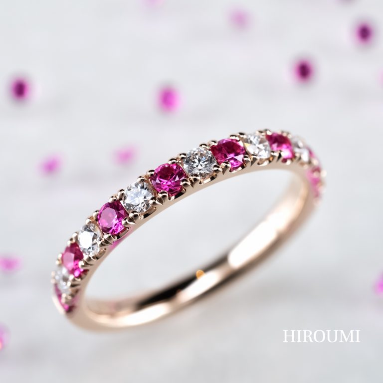 桜色のハーフエタニティの出来上がりです♪